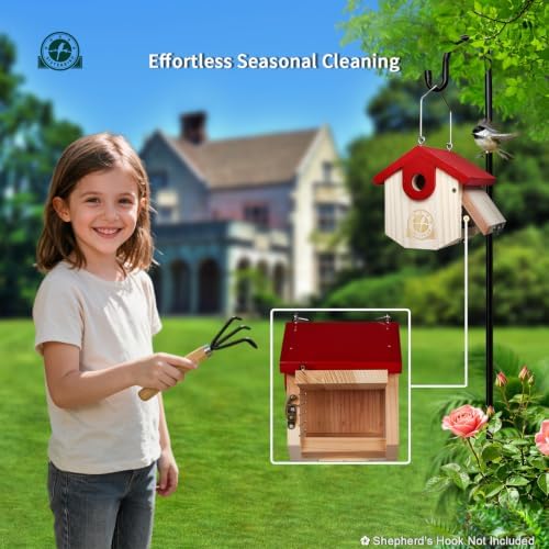 SISTERBIRD Wren Bird Houses for Outside, Bird House Warming Gifts, Red
