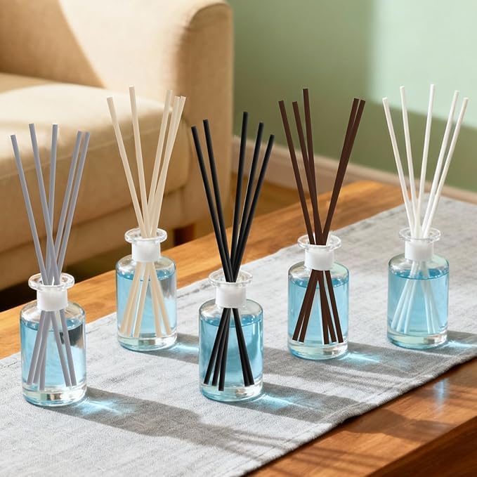 5 Mixed Colors Reed Diffuser Sticks 10inch/3mm - 130pcs Fiber Reed Fragrance Sticks Refill for Home and Bathroom - Rattan Essential Oil Sticks for Scented Diffuser (3mm X 25cm (130pcs))