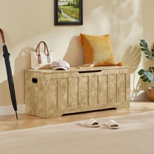 VANKILEY 47.2" Storage Chest Extra Large, Wooden Storage Bench(Rustic Glod)