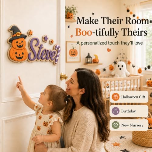 Personalized Halloween Name Sign for Nursery, Custom Wooden Kids Room Sign