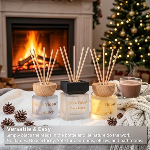 Reed Diffuser Set, Binca Vidou Lavender Linen Jasmine Natural Scent 3.38oz