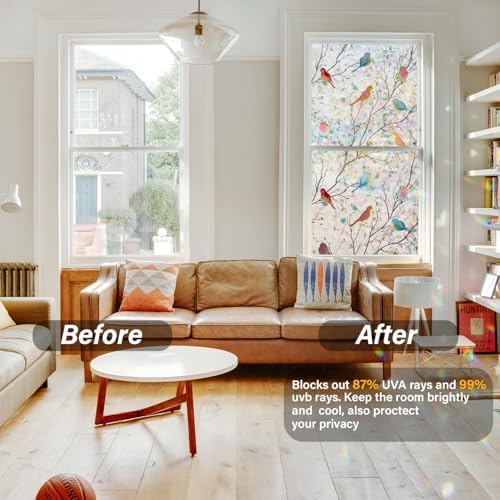 Ranzdn Window Privacy Film, Stained Glass Static Cling, 45.2" x 78.7"