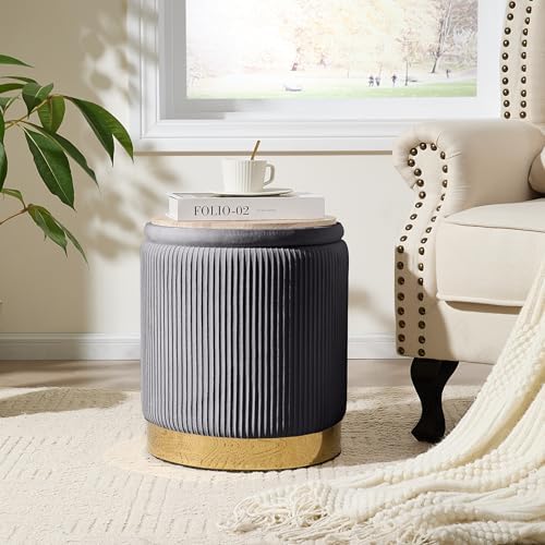 Royal Windsor Round Ottoman with Storage Set of 2, Storage Vanity Stool