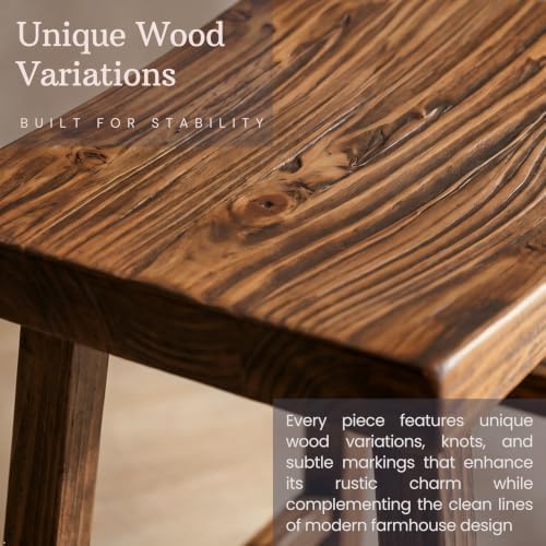 Alaterre Furniture Pomona Solid Wood Bar Stool Set of 2, Rustic Brown, 26”