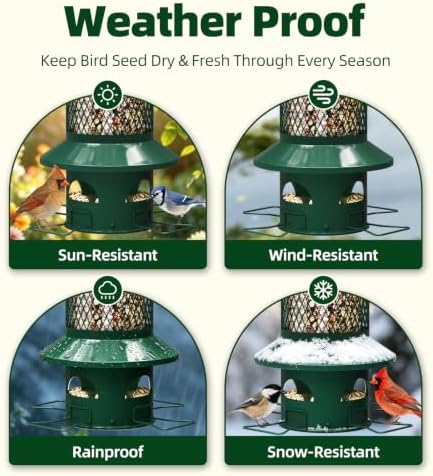 Squirrel Proof Bird Feeder for Outdoors, Hanging Metal Ring, Removable Base
