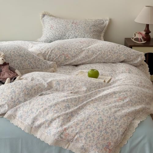 Queen Size Gauze Duvet Cover 90"×90",100% Cotton Bedding Set 3 Pcs