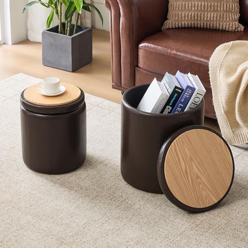 Set of 2 Storage Ottoman, Space Saving Ottoman with Storage for Bedroom