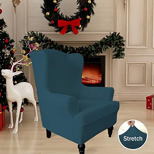 Easy-Going Stretch Wingback Chair Sofa Slipcover Deep Teal