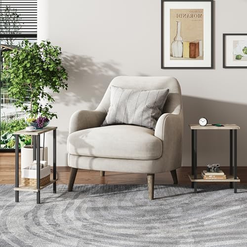 TUTOTAK Narrow Side Table Set of 2, Small End Table for Couch