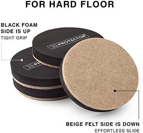 Felt Furniture Sliders Hardwood Floors X-PROTECTOR – 8 PCS 4 3/4 inch