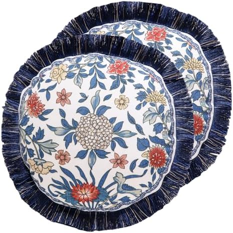 patdrea Vintage Chinoiserie Throw Pillow Cover,Diameter 16",Set of 2