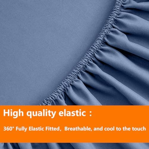 TAIMIT Slate Blue Queen Size Comforter Set - 7 Pieces, Bed in a Bag Bedding Sets with All Season Soft Quilted Warm Fluffy Reversible Comforter,Flat Sheet,Fitted Sheet,2 Pillow Shams,2 Pillowcases