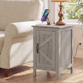 VASAGLE Side Table with Charging Station and Storage Cabinet, Nightstand