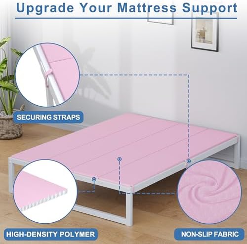 Lutown-Teen Bunkie Board King High-Density Polymer Bed Support, Pink