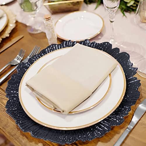 MAONAME Black Charger Plates Set of 12, Reef Chargers for Dinner Plates