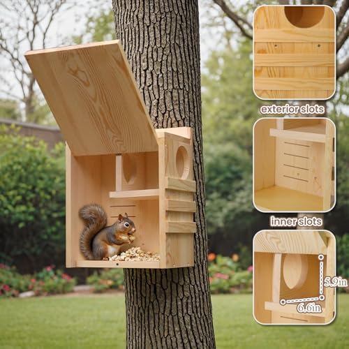 Large Squirrel Houses for Outside, Squirrel Nesting Box with Predator Guard