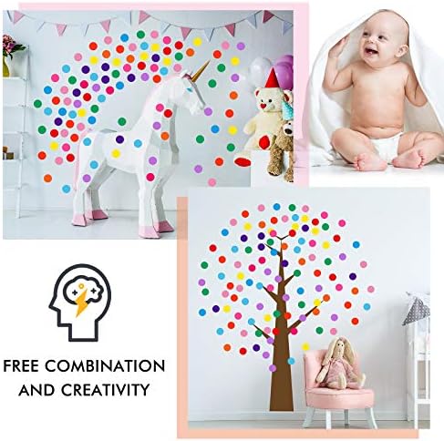 Zonon 240 Pcs 2 Inch Colored Polka Dots Wall Decals, Solid Color