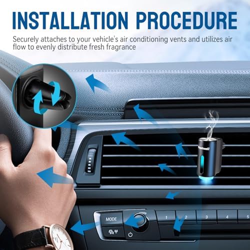 Featwell Car Air Freshener, Three Adjustable Modes Intelligent Car Aroma Diffuser, Rechargeable Car Aroma Diffuser, Black