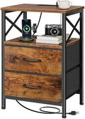 Huuger Night Stand with Charger Station, USB-C Port, End Table
