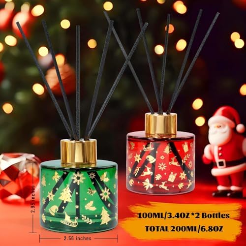 STRN Christmas Reed Diffuser Set, Diffuser with Sticks 2 Pack, 6.8 Fl Oz