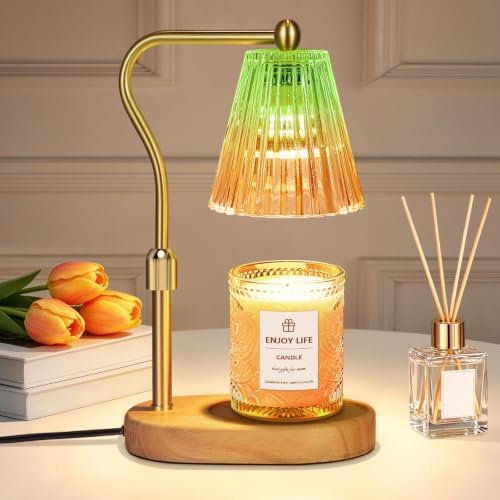 seenlast Green Gold Candle Warmer Lamp with Timer Dimmer Adjustable Height,Mothers Day Gifts,Electric Wax Warmer Vintage Home Decor for Scented Jar Candles,Birthday Gifts for Women