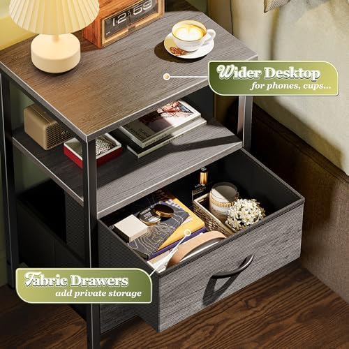 Huuger Night Stand Set of 2, Nightstand with 2 Drawers, Bedside Table