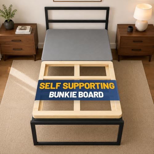 Greaton, Premium 38mm Split Wood Bunkie Board Twin Size Bed - 2-Piece Under Mattress Support Board, Fully Assembled, Fabric Ventilation Cover - Replaces Wooden Slats or Box Spring for Bed Frames