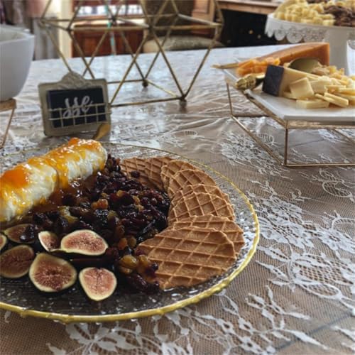 Fowecelt White Lace Tablecloth 60 × 120 Inch for Rustic Boho Wedding Bridal Shower Party Decoration, Classy Rectangle Overlay Long Vintage Embroidered Reception Table Cloth Decor
