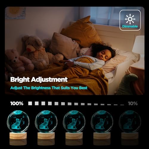 3D Cat Crystal Ball Night Light Cat Lover Gifts for Women Upgraded 3.15 In Cat Figurines Glass Ball Home Decor Lamps with 16 Color Cat Collectibles Snow Globes Gift for Girl Cat Lamp for Her Mom