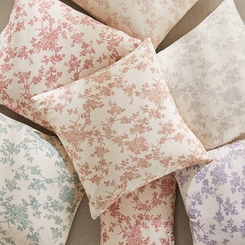 2 Pack French Floral Throw Pillow Covers 22x22in, Taupe/Cream