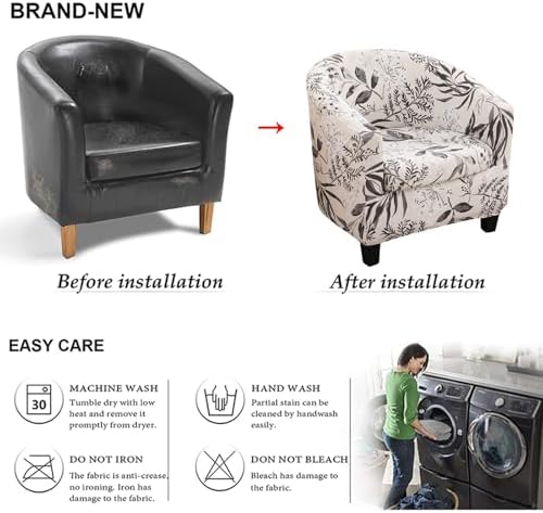 NILUOH Club Chair Slipcover 2 Piece Stretch Barrel Chair Covers Printed Tub Chair Slipcovers Soft Accent Armchair Sofa Protector for Living Room（Flowers 17）