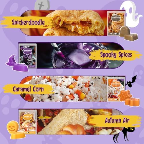 ARVIDSSON Halloween Scented Wax Melts, Fall Soy Wax Cubes for Wax Warmer, Strong Scent Fragrance Wax Tarts, Autumn Wax Melts Gift Set, Pumpkin Pie, Spiced Cider, Candy Corn, Snickerdoodle, Autumn Air
