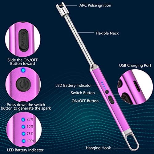 MEIRUBY Electric Candle Lighter, Valentine's Day Gifts for Women Mom Men Wife, USB Arc Rechargeable Windproof Long Lighter for Candle BBQ Birthday Housewarming Gift Idals