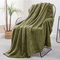 Exclusivo Mezcla Fleece Throw Blanket for Couch Sofa, 50”x70”, Olive Green