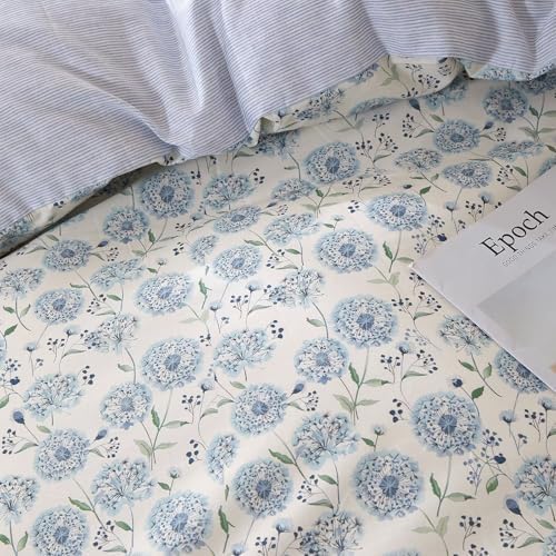 Blue Queen Size Duvet Cover 90"×90",100% Cotton Bedding Set 3 Pcs