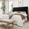 SHA CERLIN Full Size Velvet Bed Frame with Adjustable Headboard, Black