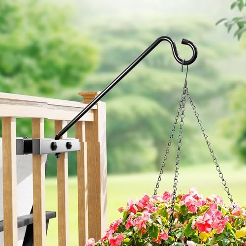 2 Pack 17Inch Deck Hook, Deck Bird Feeder Hanger for Railing 15lbs Capacity