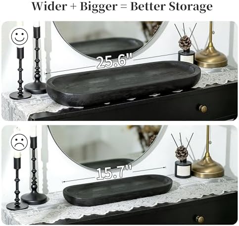 Hanobe Extra Large Wood Decorative Bowl for Table Centerpiece, 25.5" Black