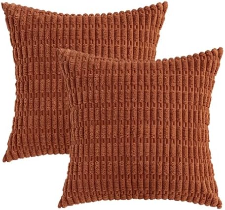 MIULEE Fall Decorative Throw Pillow Covers 12x12 Dark Rust Pack of 2