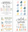 Noaleviax Boho Kids Bathroom Posters - Cute Rainbow Boho Duck Wall Art Pictures for Toddler Baby Kids Bathroom Wall Decor, 8x10 Unframed, Set of 4
