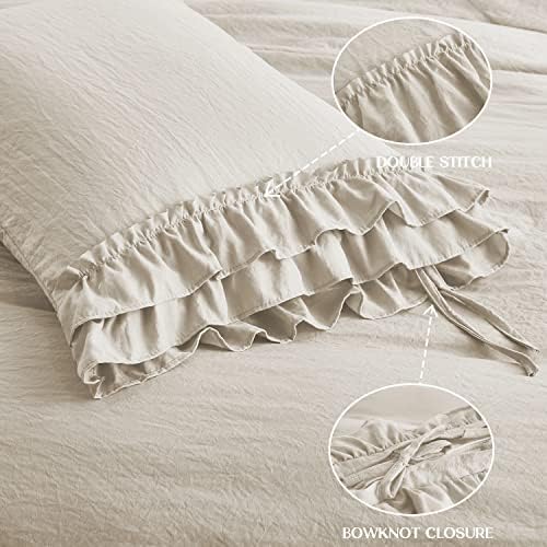 HIG 3 Piece Pre-Washed Off White King Duvet Cover Set