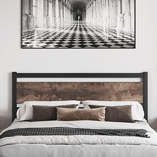 Headboard Only Wooden Headboard with Metal Slats Rustic Headboard, King
