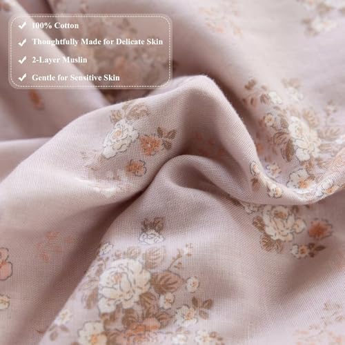 Cotton Duvet Cover Twin 3 Pcs, Rustic Floral Ruffled Bedding 68"×86"