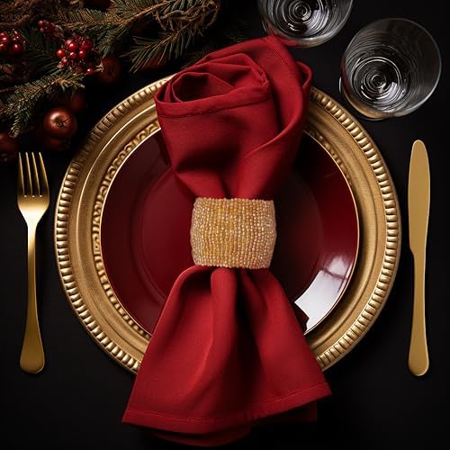 COTTON CRAFT Glitz Handmade Beaded Napkin Rings - Set of 12 - Champagne