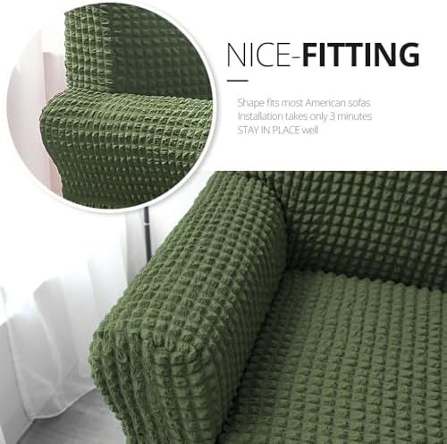 NICEEC Sofa Covers Green Couch Cover Stretch Sofa Slipcovers with Skirt