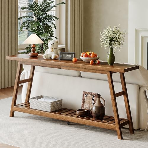 ChooChoo 70.9 Inch Long Console Tables for Entryway, Hallway Table, 2-Tier