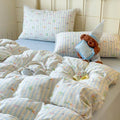 Kids Fish Duvet Cover Set Muslin Cotton,Twin(68"x86"),Blue Striped
