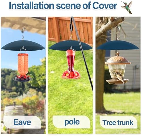 13" Bird Feeder Rain Cover,Bird House Dome,Hummingbird Feeder Guard, Proof for Shepherd's Hook Outdoors,Smart Birds Feeder's Umbrella(Blue), 3Pack