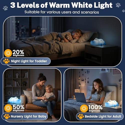 AVEKI Crocodile Night Light for Kids, Silicone Touch Bedside Lamp (Blue)