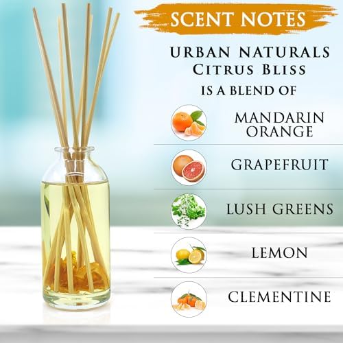 Urban Naturals Reed Diffuser Set, Citrus Bliss - Bathroom Shelf Décor